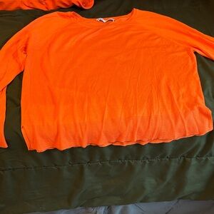Zara Bold Orange Size L Fine Knit Long Sleeve Sweater